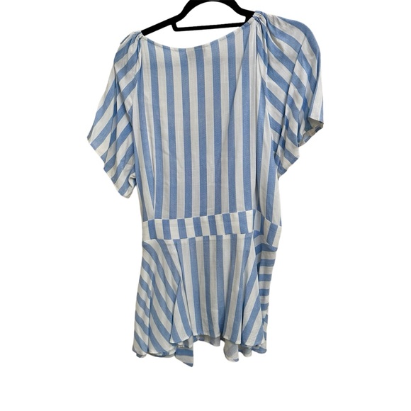 City Chic Light Blue Striped Flowy Blouse - Picture 3 of 3